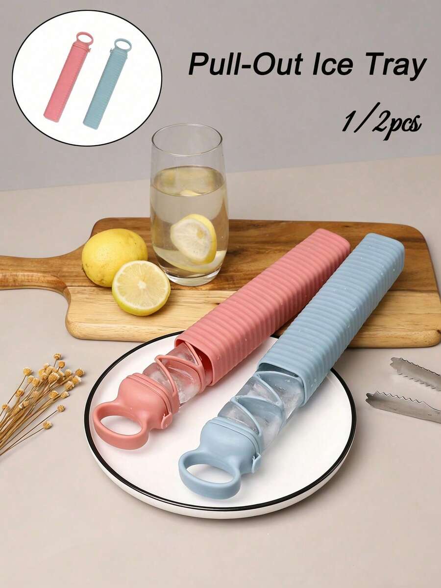1/2pcs Pull-Out Ice Tray, Creative Cube Of Ice, Home Ice Making Mold Ice Pop Mold Ice Mold Ice Tray Long Strip, Silicone Ice Tray Portable Homemade Quick-Freeze Ice Box Pull-Out Ice Tray Kitchen Cube Of Ice Mold - Multicolor - View 1