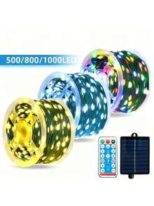 1件裝戶外太陽能串燈－300/200/100 LED，太陽能銅線仙女燈，IP65防水，8種照明模式，戶外太陽能花園燈，適用於花園、露台、婚禮、露營、派對、院子、聖誕樹裝飾、聖誕節 - 黑與白 - 查看 22