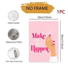 1件裝「Make It Happen」粉色勵志語錄帆布壁畫，唯美女性風牆面裝飾，適合臥室、客廳與居家辦公室的激勵語錄海報，無框居家美學牆飾 - 彩色 - 查看 9