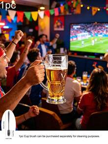 1個約18.6盎司足球造型玻璃啤酒杯，足球設計，完美適合2026年世界盃主題，適用於啤酒、水、混合茶、果汁，適合觀看世界盃比賽、慶祝勝利和世界盃派對，適用於家庭、酒吧、夜店和戶外場合 - 葡萄酒杯、足球、水杯、玻璃杯、啤酒杯 - 可選1個杯刷用於清潔 - 查看 2