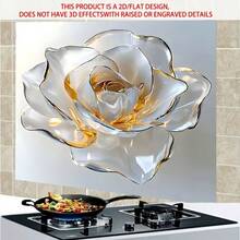 1pc Gold-Edged Rose Kitchen Sticker, PVC Sticker, Suitable For Holiday Decoration, Luxury Theme Kitchen, Elegant Style Pantry, High-End Restaurant Area 2D/Flat - A - View 5