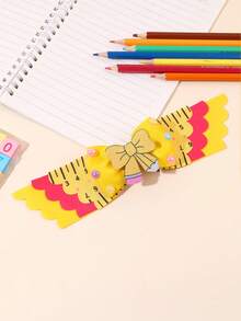 1pc Back To School Hair Bow For Girls Cute Pencil Ruler Bow Hair Clip Yellow Red Grosgrain Ribbon Hair Barrette Tees Hair Accessories - Yellow - View 4