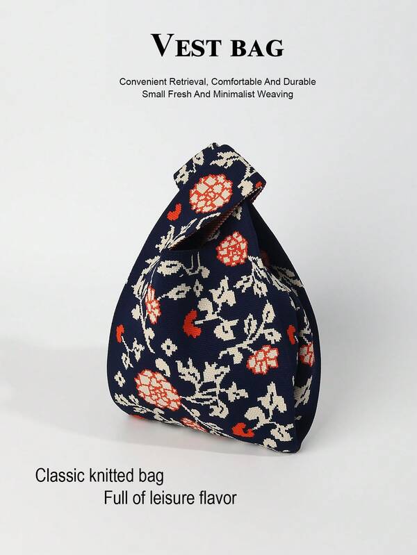 1pc Crochet Breathable Lightweight Foldable Portable Open Mouth Women's Tote Bag For Phone, Umbrella, Cosmetics, Lipstick, Perfume, Gift, Daily, Vacation, School, Commute, Shopping, Photography, Travel, Camping, Running, All Seasons