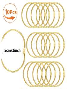 10/30/50pcs Rust-Resistant Bathroom Shower Curtain Rings Hooks, Round Decorative Metal Shower Curtain Rings, Loose Ring Inner Diameter 2 Inches (Approx. 5cm), (Gold, Silver, Black) - Multicolor - View 10