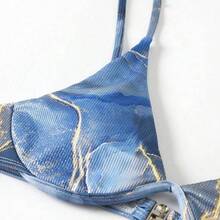 YijiaNvz Swim  Paquete de 3 trajes de baño con sujetador con aros y estampado de mármol y falda para playa de verano - Amarillo - Ver 8