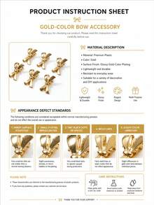 6pcs Bow Hairclips, Cute Sweet Girl Small Size Bangs Clips, Side Clips, Claw Clips - Gold - View 2