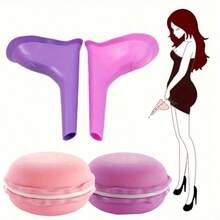 2pcs/Set, 1pc Female Urinal + 1pc Storage Box, Portable Silicone Female Urinal, Compact Foldable Design With Carrying Case - Reusable Standing Urination Device For Women, Suitable For Travel, Camping, Hiking, Bathroom Accessories And Hygiene Cleaning Tools. - Multicolor - View 1