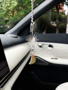 日月車用吊飾，創意車內後視鏡裝飾吊墜，人造石月亮吊墜，完美節日禮物 - 太陽月亮 - 查看 9