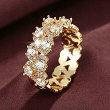 1pc Fashion Heart Arrangement Design Cubic Zirconia Inlaid Women's Ring - Multicolor - View 4