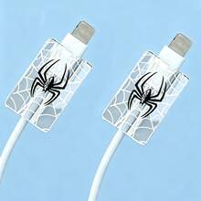 Black Spider Charging Adapter And Cable Protective Set, Compatible With Apple 18-20W Charging Cable, Anti-Breakage Cable Organizer - Multicolor - View 7