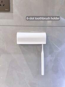 1 pieza Soporte para cepillo de dientes de baño, estante de almacenamiento de cepillo de dientes multifunción adhesivo con tapa, accesorio de baño - Blanco - Ver 17