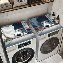 1pc, Home Decor, Cartoon Puppy Pattern Printed Washing Machine Dust Cover, Rubber Soft Bottom, Laundry Room Accessories, Washing Machine Top Protection Pad, Water Absorbent Quick Drying, Refrigerator Dust Cover Pad, Coffee Machine Countertop Water Absorbent Pad, Diatom Mud Drainage Pad, Modern Laundry Room And Kitchen Appliance Washing Machine And Dryer Dust Cover, Home Decor, Kitchen Dining Room Decor - Multicolor - View 9