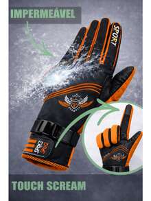 Waterproof, Non-Slip Motorcycle Gloves With Finger Grips - Orange - View 4