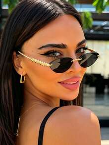 1 Paar Katzenaugen-Metall-Modemode-Brille, Retro personalisierte vielseitige lässige Damenbrille, geeignet für den täglichen Gebrauch, Straßenfotografie, Urlaub, Reisen, Sommerstrand-Accessoires, Schulanfang, Schwarz - Schwarz - Übersicht 2