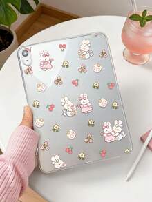 1 buah Casing Tablet TPU Lembut Motif Kelinci Ceri Bunga yang Dilukis, Kompatibel dengan iPad 10.2/10.5/Air4/Air5/10.9/Pro 11"/Generasi ke-10/Air 11-In.(M2)-2024/Pro11-In.(M4)-2024/ Air 11-Inch (M3) 2025/ (A16) 11 Inch Generasi ke-11/Galaxy Tab A7 10.4 Inch/A8, Casing Pelindung Tablet TPU Lucu/Menyenangkan/Personalisasi, Casing Transparan Tanpa Slot Pena, Pena Hanya untuk Tampilan Tidak Termasuk, Casing Lembut Ultra Tipis Ringan - MultiWarna - View 3