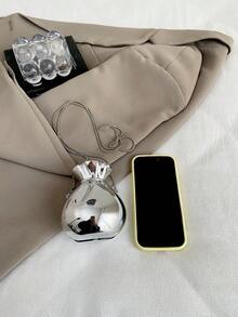 Mini Lucky Bag Purse For Women, New Acrylic Evening Bag, Versatile Chain Shoulder Crossbody Bag - Silver - View 3