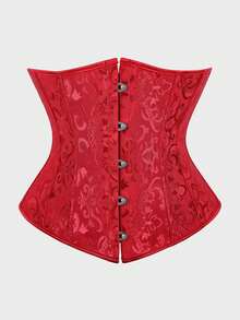 Underbust Corsets For Women,Corset Belt, Women's Floral Jacquard Lace Up Under Boob Corset Slimmer Body Shaper - 紅色 - 查看 1