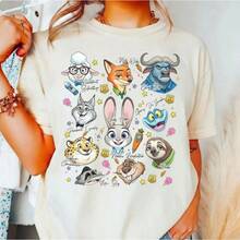 Disney Zootopia Character Sketch T-Shirt, Judy Hopps And Nick Wilde Family Outfit Suitable For Disneyland Trip - 1 - 查看 2