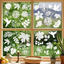 - Hojas de primavera y verano de doble cara para ventanas de hojas blancas, colibr, diente de len, anticolisiones, puertas, calcomanas de ventana - Multicolor - Ver 4