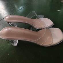 Transparent Strap High Heel Sandals, Street Style PVC, Suitable For Holidays & Summer - Beige - View 2
