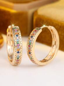 1 Anting-Anting Berbentuk Hati Zirkonia Kubik Pelangi yang Bergaya dan Mewah untuk Wanita - Hadiah Sempurna untuknya - MultiWarna - View 8