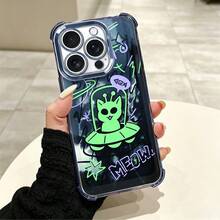 Gato alienígena Carcasa celular diseño moderno con protección completa caídas y rasgos, apta paraúltiples modelosóviles como serie  5 hasta  17 Pro incluyendo, Plus, Pro, Pro y 16e,  serie A y S con A03,A04,A04e,A05,A06,A12,A15,A22,A32,A34,A35,A54,A55,S23,S24 Ultra, celulares  Moto G52,G54,G84, dispositivos  C40,C65,M5s,M6 Pro 4G,X5,,Pro y Redmi 9A,A3,Note 11 4G, funda cómoda duradera para uso cotidiano personal - Multicolor 4 - Ver 5