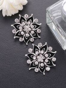 3pcs Vintage Floral Hollow Oil Drop Craft Rhinestone Metal Large Buttons, Suitable For Coats, Sweaters, Suits, Uniforms, Dresses, DIY Hair Accessories, Bags, Gift Boxes, Jewelry Accessories - Multicolor - View 2