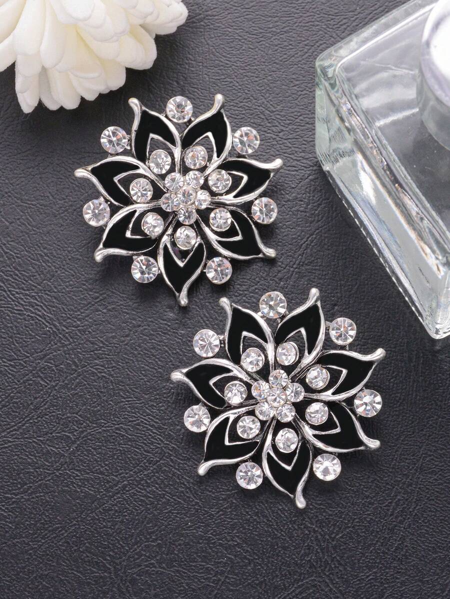 3pcs Vintage Floral Hollow Oil Drop Craft Rhinestone Metal Large Buttons, Suitable For Coats, Sweaters, Suits, Uniforms, Dresses, DIY Hair Accessories, Bags, Gift Boxes, Jewelry Accessories
