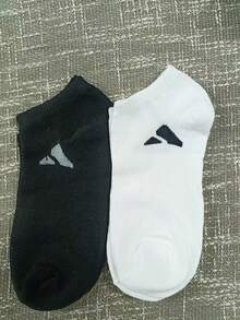 1-30 Pairs Black & White Unisex Thin Invisible Low Vamp Boat Socks, Moisture-Wicking Contrast Color Sports Casual Short Socks, Odor-Resistant Mid-Calf Socks For Spring/Summer, Suitable For Commuting, Students - Black and White - View 6