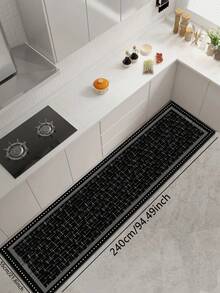 1 buah Keset Lembut Lumpur Diatom Garis Hitam & Putih Minimalis, Alas Hitam dengan Tekstur Halus Bergaris Silang dan Pinggiran Titik-titik Dua Lapis, Keset Lantai Anti Selip yang Menyerap untuk Dapur, Kamar Mandi, Lorong Masuk, Ruang Cuci, Kamar Tidur, Ruang Tamu, Karpet Kecil Dekoratif - MultiWarna - View 12