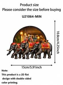 1 pieza Decoración de pared de metal 2D plana con desfile de elefantes reales, decoración de pared con forma de elefante bohemio exótico, adecuada para sala de estar, entrada, dormitorio, decoración del hogar, patio, regalo de vacaciones, regalo de inauguración de casa, regalo de cumpleaños, regalo de Navidad - elefante aristocrático - Ver 9