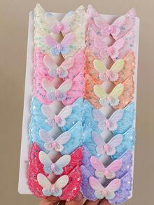 7pcs Girls Multicolor Sequin Bow Hair Clips Hair Accessories Headwear Top Clips Back Clips Side Clips Alligator Hair Clips For Daily Use - Multicolor - View 1