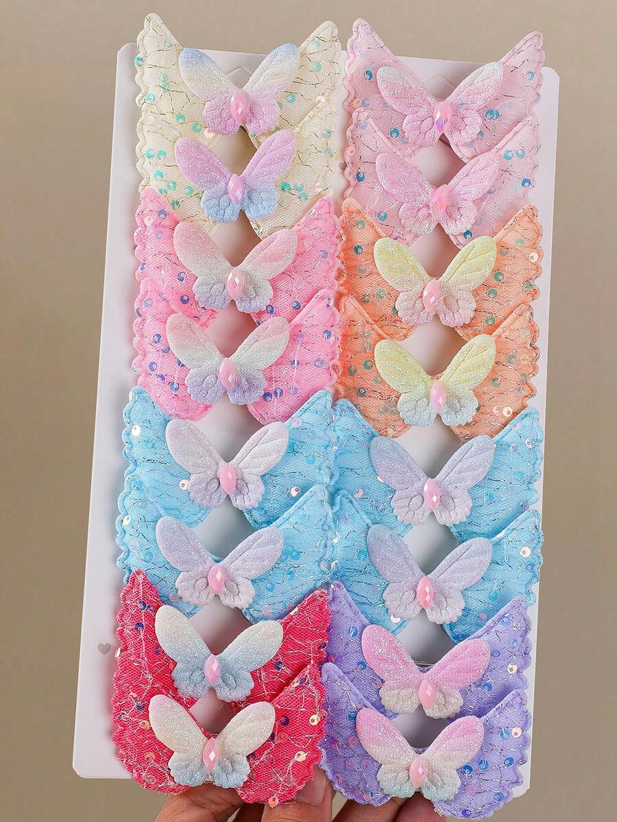 7pcs Girls Multicolor Sequin Bow Hair Clips Hair Accessories Headwear Top Clips Back Clips Side Clips Alligator Hair Clips For Daily Use - Multicolor - View 1