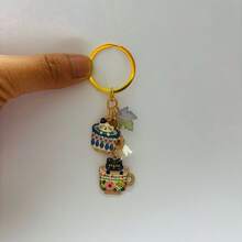 Vintage Floral Teacup Double Cat Keychain, Lazy Atmosphere, Healing Niche Accessory Pendant, Bohemian Style Enamel Cat Charm Cup With Napping Cute Pet, Exquisite Light Luxury Portable Key Chain - Enamel Cat Keychain - View 6