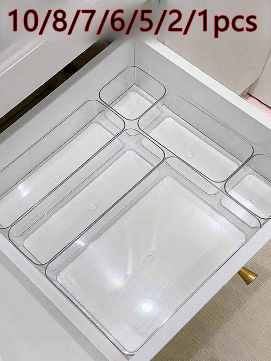 Caja de almacenamiento con 10/8/7/6/5/2/1 cajones, caja de almacenamiento de accesorios para el cabello, caja de almacenamiento de joyas y cosméticos, material de plástico PET transparente, organizador multifuncional para diversos artículos, caja de almacenamiento de herramientas, peines, espejos, etc.