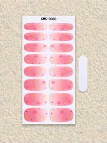 Milk Jelly White Semi-Cured Gel Nail Stickers 16pcs Fashion Color Long-Lasting Full Coverage Nail Gel Stickers - Rose Red - View 2
