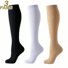1/3/4/6/8 Pairs Black Beige White Blue Grey Sports Running Cycling Compression Socks, Unisex Circulation Running Nurse Socks - Multicolor - View 31