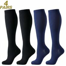 1/3/4/6/8 Pairs Black Beige White Blue Grey Sports Running Cycling Compression Socks, Unisex Circulation Running Nurse Socks - Multicolor - View 39