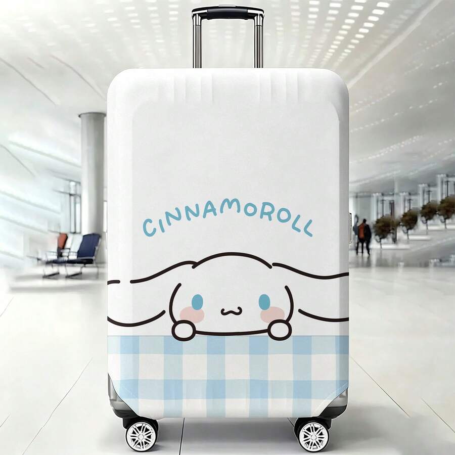 Miniso 極簡風 Cinnamoroll 格紋印花行李箱套,彈性可水洗行李箱保護套,可愛防刮防塵旅行保護皮 - 顏色 - 查看 1