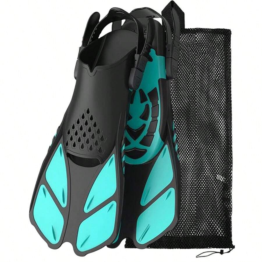 Travel Snorkel Fins Portable Diving Flippers Adjustable Short Blade Open Heel Swimming Gear For Adult Vacation Beach