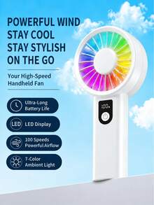 1PC Portable Handheld Fans, 40000R/S, Send Random Stickers,100 Speed Intelligent Digital Display, Suitable For Outdoor, Travel, Camping, Sports, Office, Study, Daily, Seaside, Household Use, Essential For Summer, Cooling Tool, Summer Gift - Handheld Fan - View 12