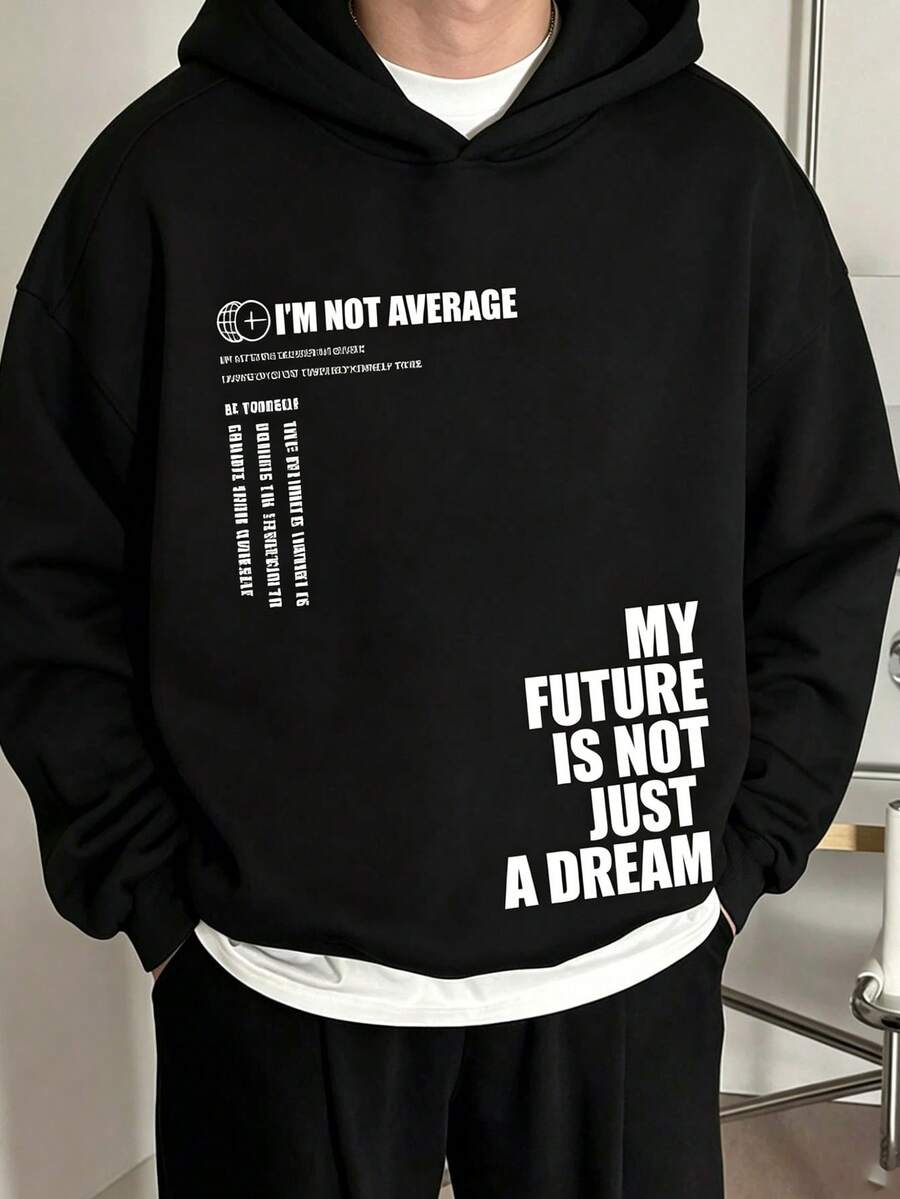 Young Boy Slogan Graphic Warm Sweatshirt - Black - View 1