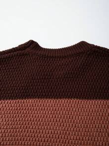 ANDREILEE Men's Fashion Street Style Casual Commute Home Versatile ETERNALITU Letter Crew Neck Long Sleeve Wide Ribbed Loose Knit Pullover Sweater Autumn/Winter - Brown - View 8