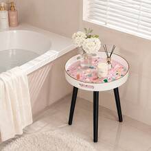 1/3 piezas Mesa lateral redonda, mini mesa de café para dormitorio, estantería de almacenamiento simple, mesa móvil, mesa de café para sofá, bandeja de café redonda, decoración estética de habitación, decoración de baño, decoración de dormitorio - Multicolor - Ver 4