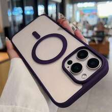 1pc Strong Magnetic Adsorption! A Luxury High-Quality Acrylic Transparent Magnetic Phone Case, With Wireless Charging Instant Adsorption Function Protective Cover, Daily Use Phone Case, Fashion Protection, Minimalist Design, Perfect Gift For Friends And Family, Compatible With 17/17Pro/17ProMax/16/16Plus/16Pro/16ProMax/15ProMax/14/14Pro/14ProMax, 13/13Pro/13ProMax/12/12Pro/12ProMax - Purple - View 4