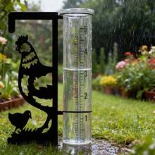 雞圖案戶外雨量計，金屬雨量計配有大而易讀的數字，適用於花園、院子、花盆、露台和草坪，美觀穩定且耐用的雨量測量工具 - F - 查看 2