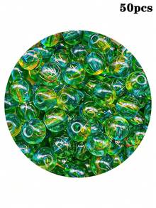 50 piezas de cuentas de 8 mm transparentes con línea dorada cepillada de doble color, accesorios sueltos para hacer joyas DIY, llaveros y cadenas de teléfono - Cuentas de hilo de oro cepillado - Ver 7