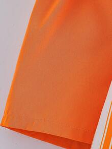 3pcs/Set Girls' Summer Fashion Casual Strap Bow Jumpsuit - Orange - View 5