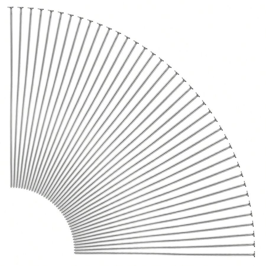 200 PCS Flat Head Pins For Jewelry Making, Straight Pins Stainless Steel 2 Inch Jewelry Making Pin Silver Flat Headpins Jewelrys Findings Eye Pin For DIY Craft Earring Bracelet Necklace Pendant - White - View 1