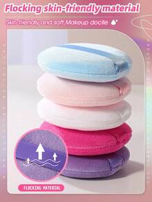 5pcs Loose Powder Puff Set, Cushion Sponge Puff, Super Soft Crystal Velvet Set, Soft Skin-Friendly Loose Powder Puff (No Box), Makeup Sponge, Makeup Tools, Travel Essential, Affordable, - Multicolor - View 2
